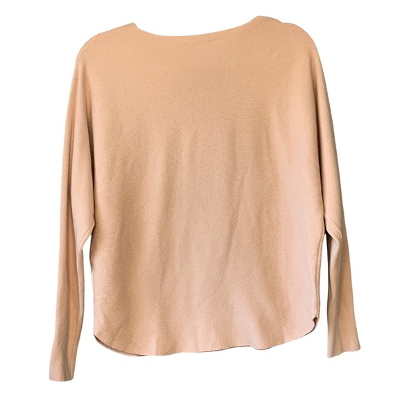 LIV Milano Peach Ribbed V Neck Butterfly Pearl Embellished Sweater Women's M‎ - Picture 2 of 8